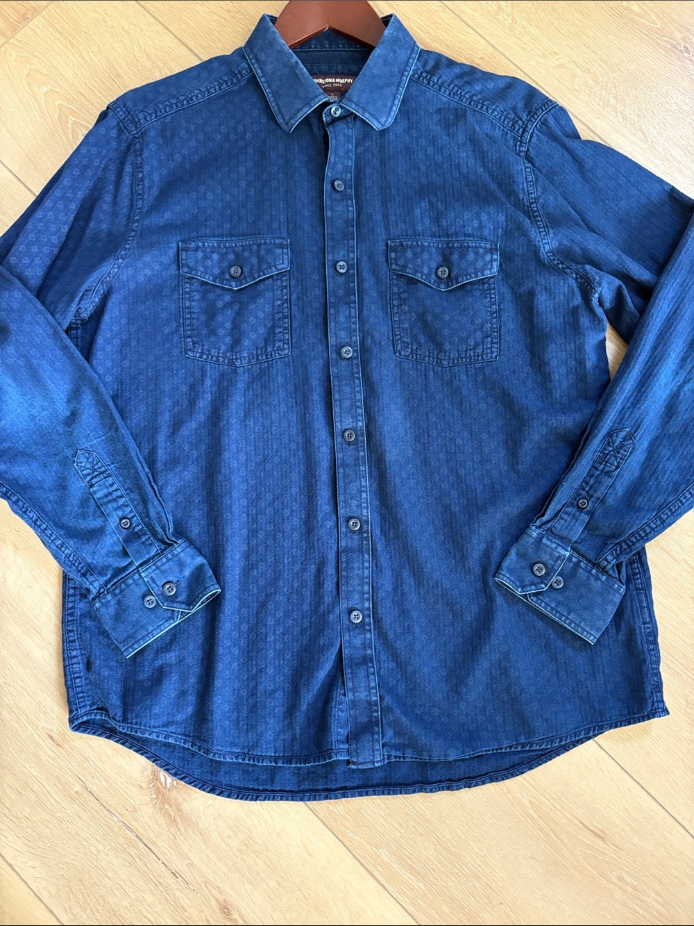 Johnston & Murphy Men's Dark Blue Button-Down Shirt